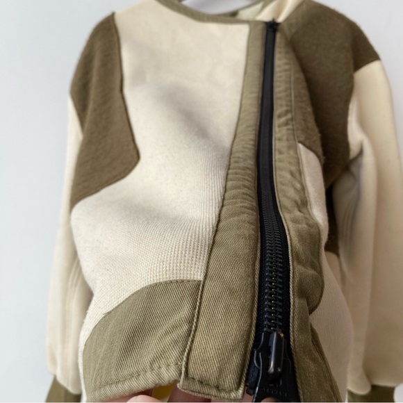 Denham : Sherpa Lined Knit + Felt Patch Asymmetric Zip Jacket : Medium - Picture 4 of 16